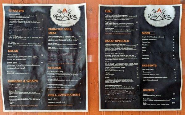 Menu out front.