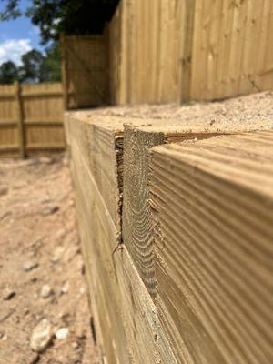 Leaning retaining wall