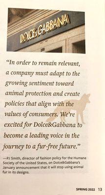 From "All Animals" The Humane Society of The United States Spring 2022