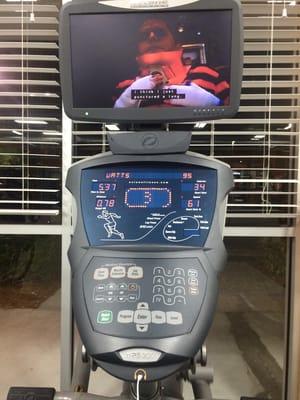 'Two and a Half Men' make the workout go by quicker! Love anytime's little TVs!