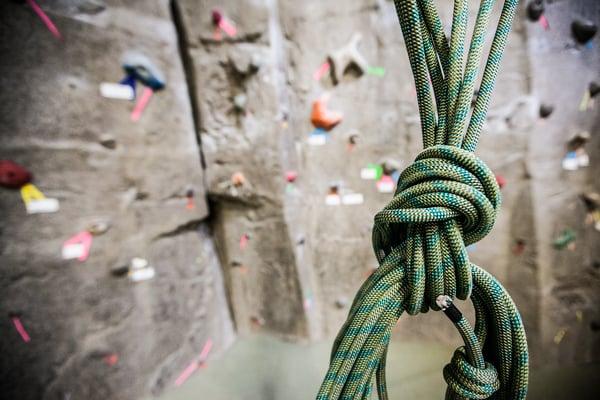 The climbing wall at RVC is thirty feet of simulated New Hampshire granite with numerous experience levels.