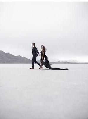 Real brides love the Utah salt flats and lots of fabric!