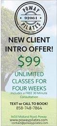 New Client Special:  $99 Unlimited CLasses for 28 days.  Almost 40 classes per week, open 7 days a week.  Be the new you!