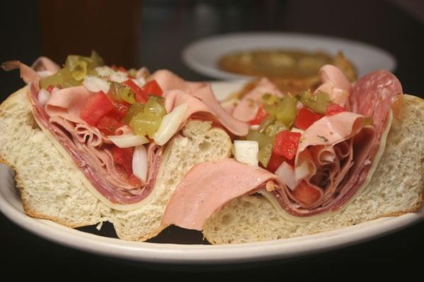 Italian Cold Cut Sub made with Boar's Head Cold Cuts. Served with Homemade Chips