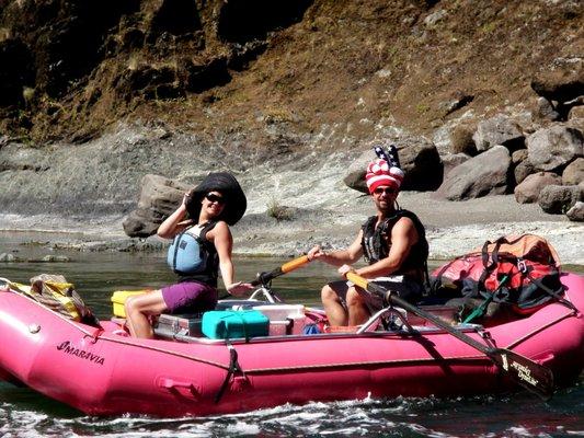 Only real men sport pink!  Getting classy for Blossom Bar on the mighty Rogue River, OR