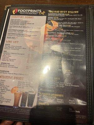 Drink menu