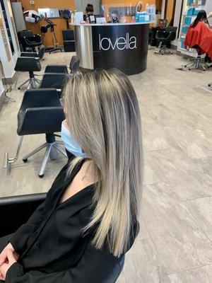 Side view of balayage