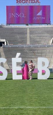 Floral pants set at The Rosé Bowl in Pasadena