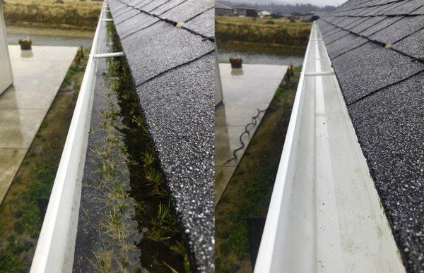 Gutter Cleaning-Before/After shot.