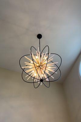 Chandelier installation.