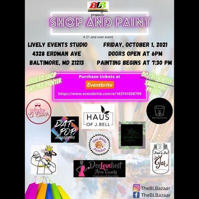 Join us at shop and paint! 10/1/21 ! Ticket link is in our Instagram bio.