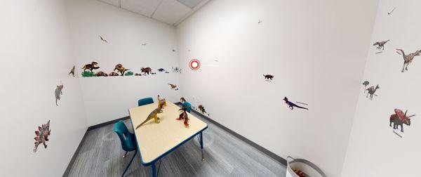 Dinosaur ABA Therapy Room - The Dinosaur themed ABA Therapy room is designed for one on one therapy in a smaller setting.