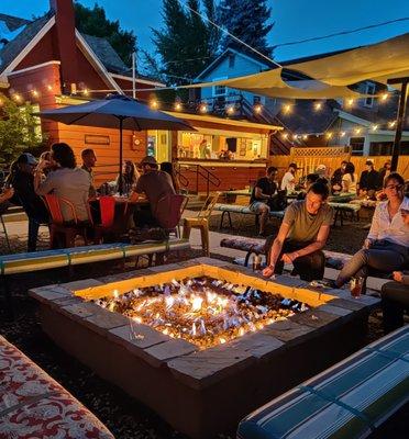 Backyard Beer Garden at night