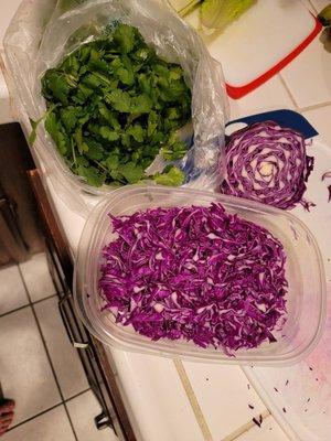 Beautiful produce & delicious!  Cilantro & cabbage. The staff is always friendly too