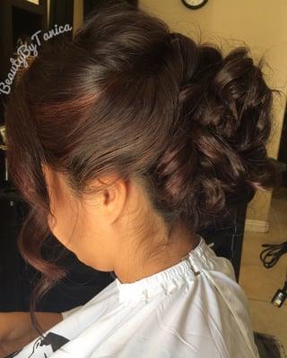 Romantic softly swept up updo by Tanica. Have Instagram? find me @ BeautyByTanica