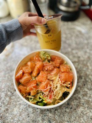 Large Poke Bowl, 6/10 and Jasime Green Tea, 9/10