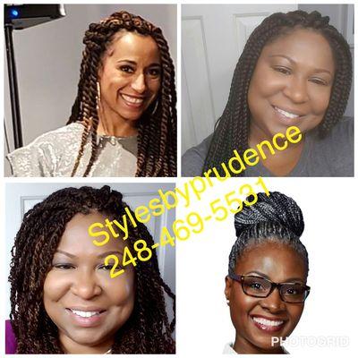 Jumbo Senegalese Twists, jumbo Single Box Braids and Kinky Twists