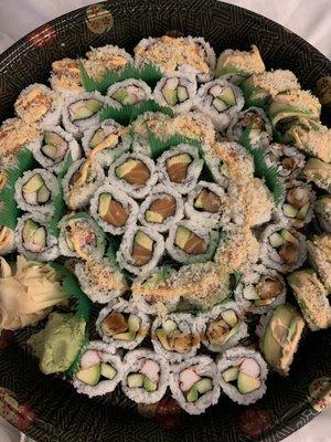 Sushi party platter, 50 pcs, I believe around $32, yum!!