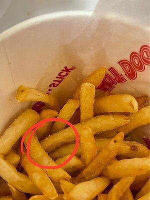 The fries we order with hair not belonging to us or the employee who made our food.