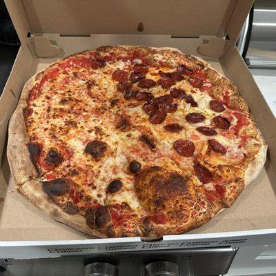 Large pie with 1/2 pepperoni & onion