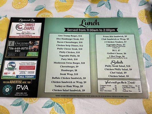 Menu-Lunch side