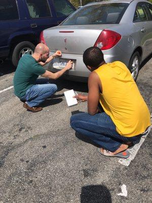 Ross also helped me place my new tag sticker on my license plate!!! So helpful!