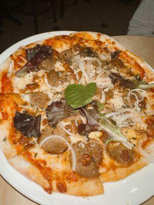 Sausage meatball pizza