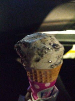 Cookies and cream on a sugar cone