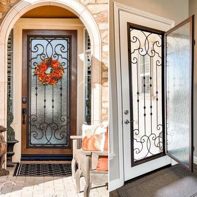 Enhance the curb appeal of your home and bring functionality too. All wrought iron inserts come with a screen to keep bugs out.