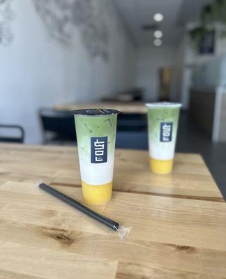 Mango matcha with oat milk