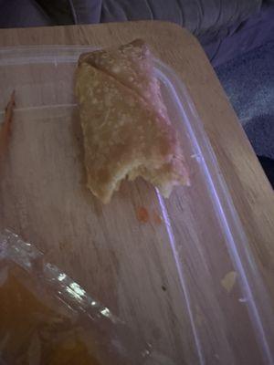 Half eaten egg roll