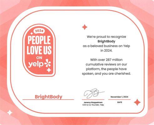 2024 Yelp Beloved Business...Thank You!