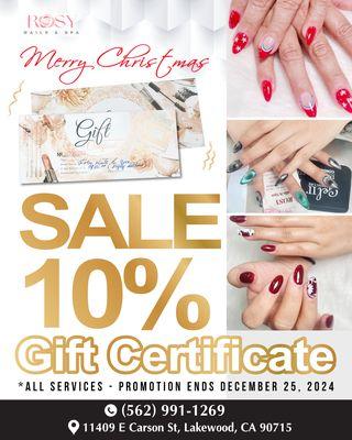 Rosy Nails Spa Save 10% with our Gift Certificate. The perfect pamper gift for your loved ones!