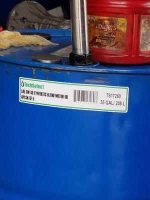 They claim oil in this barel is Full Synthetic Exxon Mobile Oil.   You think it would be illegal to store barrels that are not labeled right