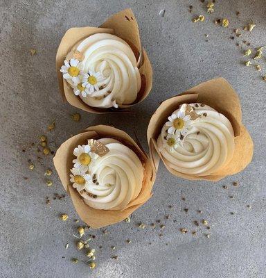 Strawberry chamomile cupcakes