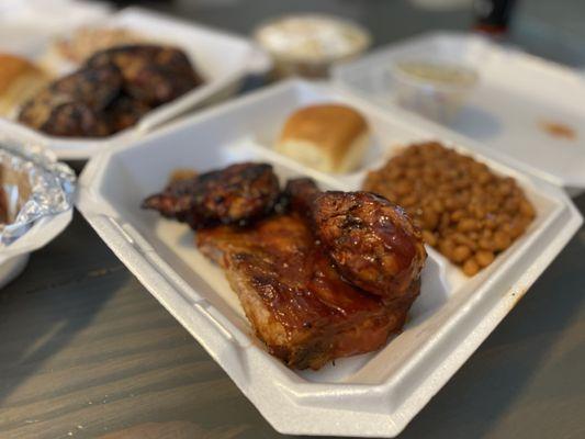 Mixed Plate: 2 ribs, 2 chicken $12