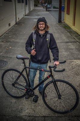 Customer Nathan and his customized Raleigh singlespeed.