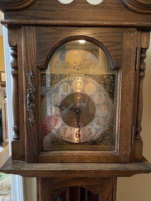 Here is a couple of pictures of our clock. I think it just needs repairs and I do have the chimes.