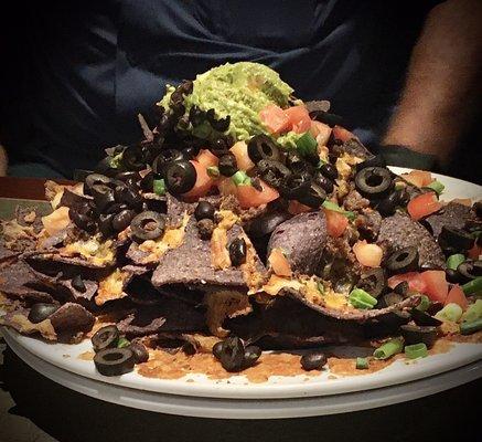 Blue flour nachos made a meal.