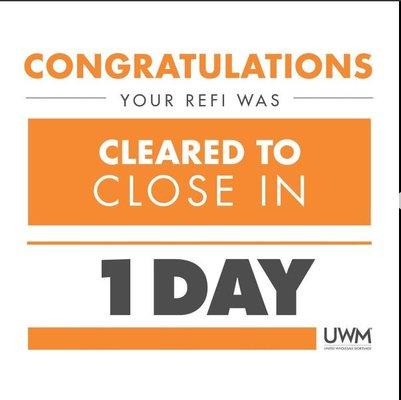 1 day clear to close is not impossible