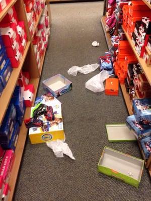 I actually watched the customer allow her child to make this mess.