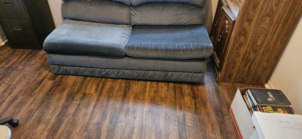 Sofa leaning due to broken leg