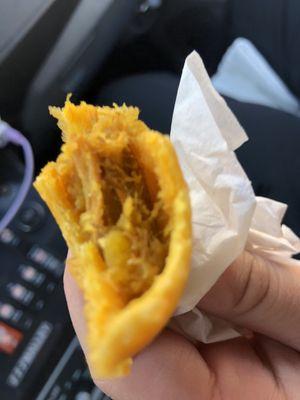 Colombian empanada. Stuffed with beef and empanadas, they are small in size but filling for a snack tasty.