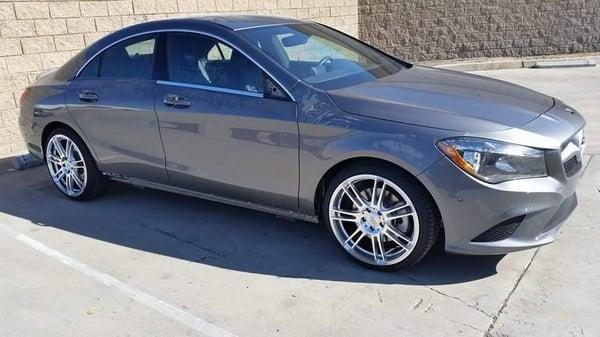 CLA wheels back on the vehicle after being repaired.