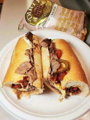 The "Doozer" Ribeye Cheese Steak- Melted Fresh Mozzarella & Hot Cherry Peppers!! Boss Level YUMMMMERS!!