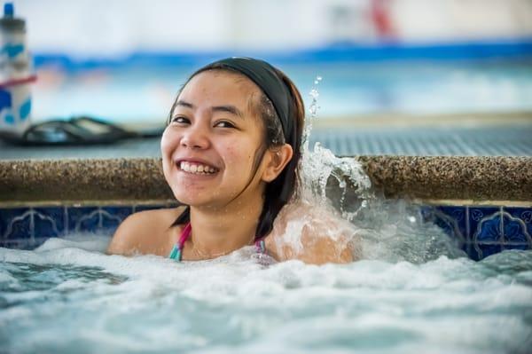 Our hot tub is the perfect place to unwind after a tough workout.