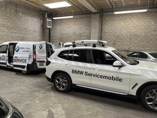 Multiple BMWs getting the recalls done by BMW mobile service