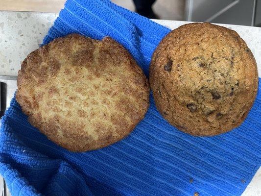 Snickerdoodle and Chocolate chip cookie.