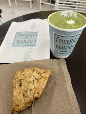 Blueberry scone matcha latte