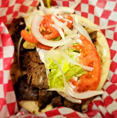 The best gyro around, served in a pita with tzatziki sauce